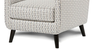 English Elm Soft Vintage Pop Art Upholstered Chair with Sloping Track Arms, Tapered Dark Wood Legs, Welt Trim B2741P376975