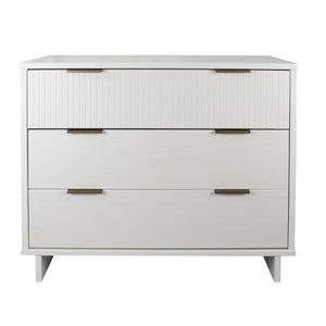 English Elm Granville 38" White Dresser - Modern 3-Drawer Storage With Glam Gold Hardware & Ribbed Front Design B365S00074