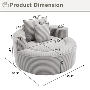 English Elm Round Cloud Sectional Sofa Bed with Memory Foam Cushions for Studio Living Spaces Grey W3224P444288