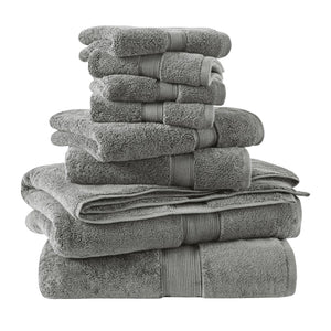 JLA Home Madison Park Signature - Ultra-Soft 100% Cotton Towels | 800 GSM Plush Spa-Quality Set with Antimicrobial Finish, Oeko‑Tex Safe Grey MPS73-197