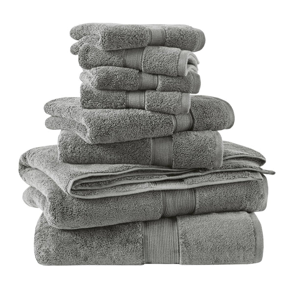 JLA Home Madison Park Signature - Ultra-Soft 100% Cotton Towels | 800 GSM Plush Spa-Quality Set with Antimicrobial Finish, Oeko‑Tex Safe Grey MPS73-197