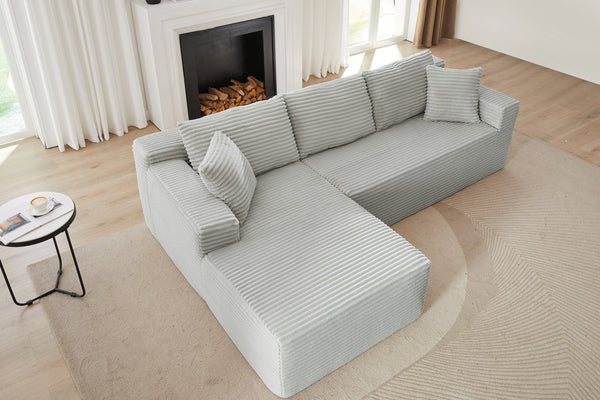 English Elm L-Shaped Cloud Sectional Sofa - Plush Deep Seat Modular Sleeper For Living Room & Apartment, Light Grey W2339P306765