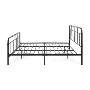 English Elm Queen Iron Platform Bed Pipe Style Frame No Box Spring Needed Industrial Loft Bedroom 64072.00FBLK-K