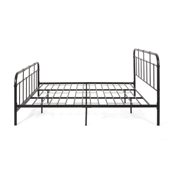 English Elm Queen Iron Platform Bed Pipe Style Frame No Box Spring Needed Industrial Loft Bedroom 64072.00FBLK-K
