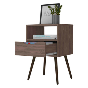 English Elm Allie Nightstand with Superior Top, Open Shelf & Drawer — Modern White-Light Oak Accent Table Brown 20 L x 18 W x 7 H B128P148650