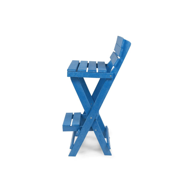 English Elm Harbor Point Recycled Hdpe Outdoor Folding Bar Stool Patio Deck All Season Seating Blue B2745P409654