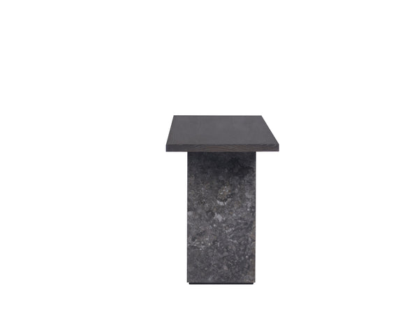Sunpan Rebel Console Table - Modern Minimalist Design with Grey Marble Base and Charcoal Oak Wood Finish
