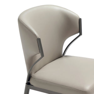 English Elm Kirsten Wood Vegan Leather Dining Chair with Plush Foam Seat, Grey Metal Frame, Industrial Chic Finish LIGHT GREY B365P397830