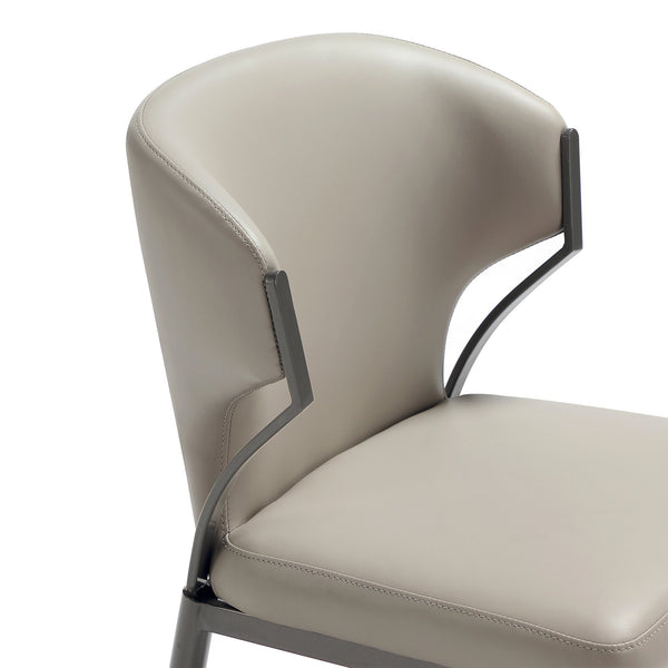 English Elm Kirsten Wood Vegan Leather Dining Chair with Plush Foam Seat, Grey Metal Frame, Industrial Chic Finish LIGHT GREY B365P397830