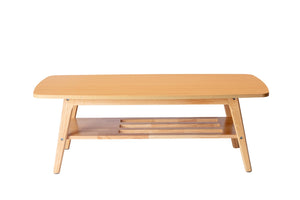 English Elm Nilda Two-tone Oak Coffee Table with Walnut Top and Dual Open Storage Shelves Natural B2749P413293