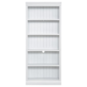 English Elm 83" 5-Tier Bookcase Suite with Adjustable Shelves, Solid Wood Frame, Cable Hole & 55lb Capacity White N751S191920K