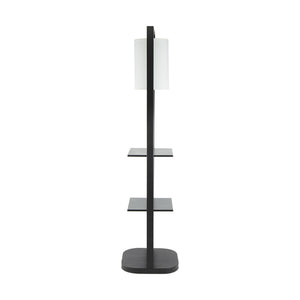 English Elm 16.5x17x74" Two Tiered Vertical Shelving Stand with Top Light Fixture, Narrow Footprint Rustic Display (98) W2078P340346