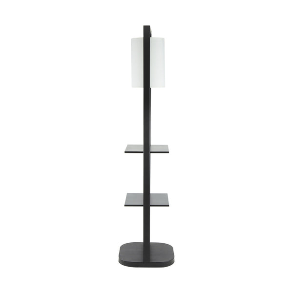 English Elm 16.5x17x74" Two Tiered Vertical Shelving Stand with Top Light Fixture, Narrow Footprint Rustic Display (98) W2078P340346