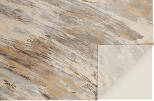 Feizy Rugs Parker Abstract Distressed Rug - Contemporary Viscose And Polyester Design For Modern Interiors Ivory,Tan,Brown Viscose,Polyester Prk3704fbgebluh00