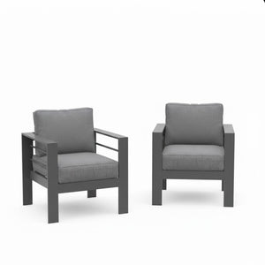 English Elm 2-pack Outdoor Cast Aluminum Armchairs with Uv Resistant Olefin Cushions for Patio Gray+Gray B082P454995
