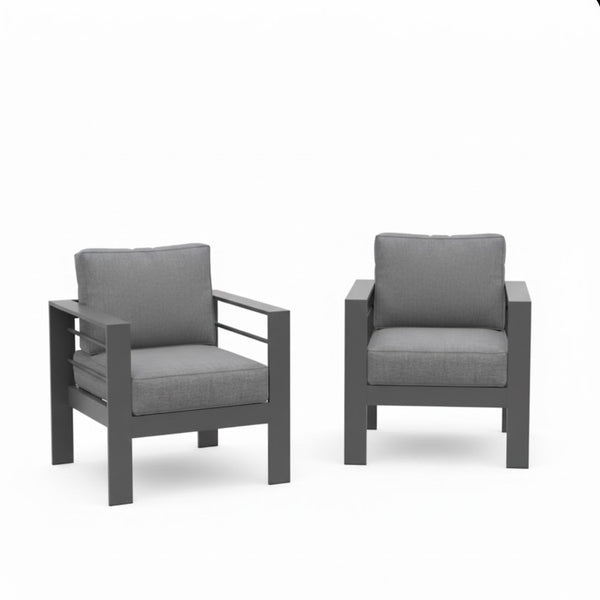 English Elm 2-pack Outdoor Cast Aluminum Armchairs with Uv Resistant Olefin Cushions for Patio Gray+Gray B082P454995