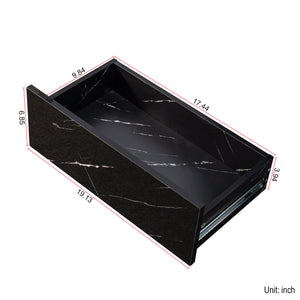 English Elm 14.57IN Modern LED Coffee Table with 20-Mode Remote Lighting, 2 Drawers, Open Shelves, Durable Wood Finish W331P264716