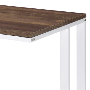 English Elm Walnut Writing Desk with USB Port and Open Base — Knock-Down Design, Spacious Surface for Workstation White+Walnut B062P209214