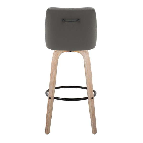 English Elm Adjustable Swivel Barstools Mid-century Walnut Faux Leather Kitchen Counter Set of 2 Dark Grey B202S01921