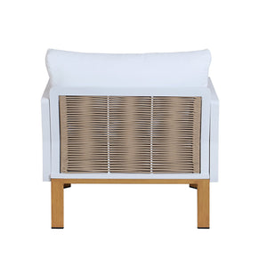 English Elm Vine 4-Piece Conversation Set Cream — Waterproof Aluminum & UV-Resistant Cushions, Marble Table Elegance B365S00106