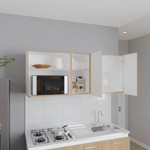 English Elm Wall Cabinet sleek 47.2" W x 23.6" H engineered wood wall-mounted storage with four doors, shelves, organizer and eco-safe compliance White 34.25 L x 28.74 W x 7.87 H B097P296857