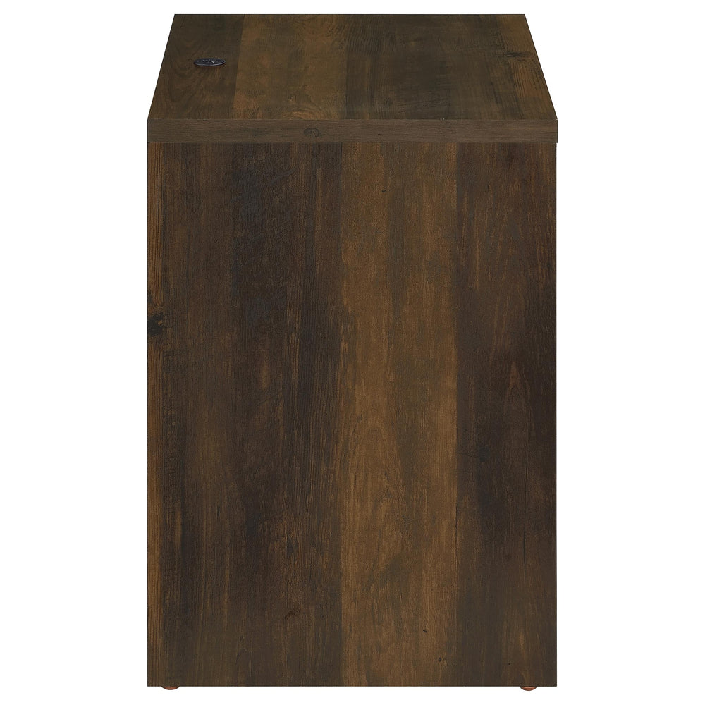 English Elm Geary Dark Pine 2-Drawer Nightstand with LED Lighting, Dual Outlet & USB-A/C Charging Ports for Bedsides B062P375559