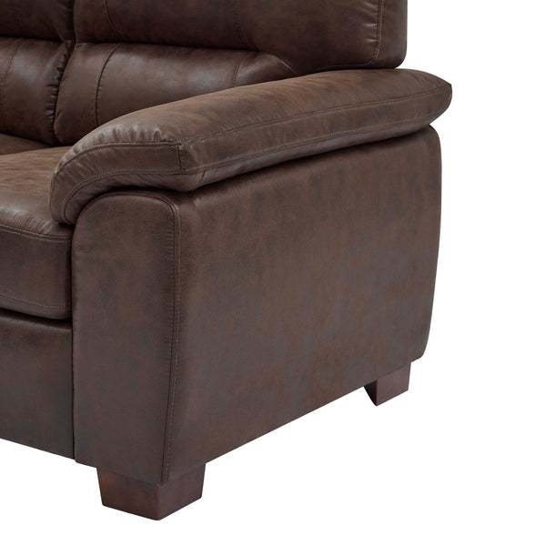 English Elm Vintage Tufted Leather Three Seat Sofa with Rolled Arms for Classic Living Rooms B343S00045