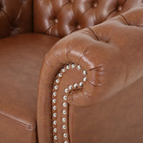 Christopher Knight Home® - Noble House - Silverdale Traditional Chesterfield Club Chair, Cognac Brown and Dark Brown