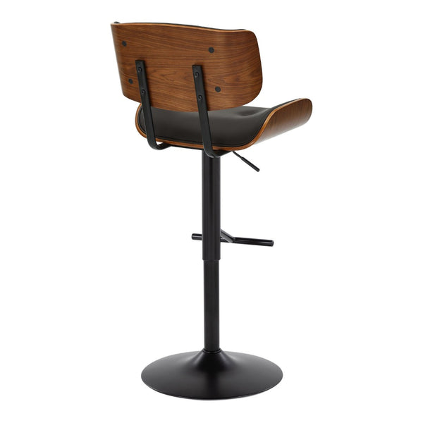 English Elm Adjustable Swivel Barstools Mid-century Walnut Faux Leather Kitchen Counter Set of 2 B202S01996