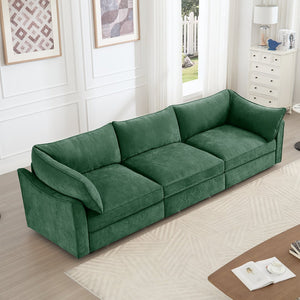 English Elm 3 Seater Sofa With Hidden Storage Drawers, Elegant Chenille Upholstery For Large Living Rooms W3041S00185
