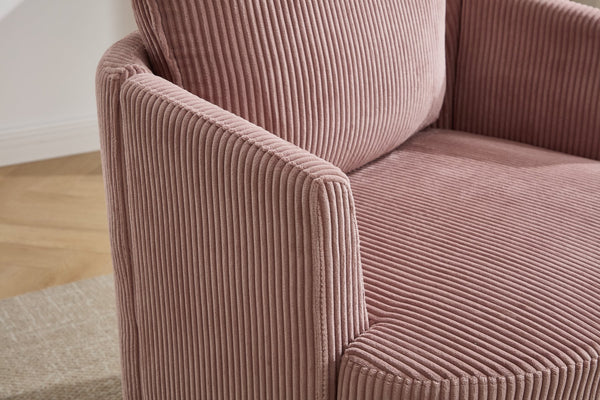 English Elm swivel Barrel Accent Chair with Solid Wood Frame & Metal Base, 350 lb Capacity, Sleek Curved Backrest Elegance Pink W2120P293678