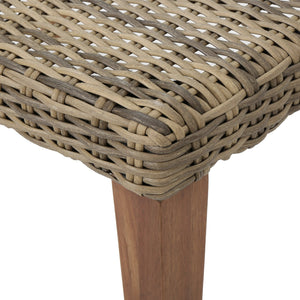 English Elm Christopher Knight Home® - HAMPTON Acacia Wood & Wicker Ottoman in Natural Grey — Weather-Resistant Rattan Top, Handcrafted Charm 60398.00