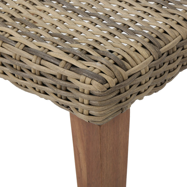 English Elm Christopher Knight Home® - HAMPTON Acacia Wood & Wicker Ottoman in Natural Grey — Weather-Resistant Rattan Top, Handcrafted Charm 60398.00