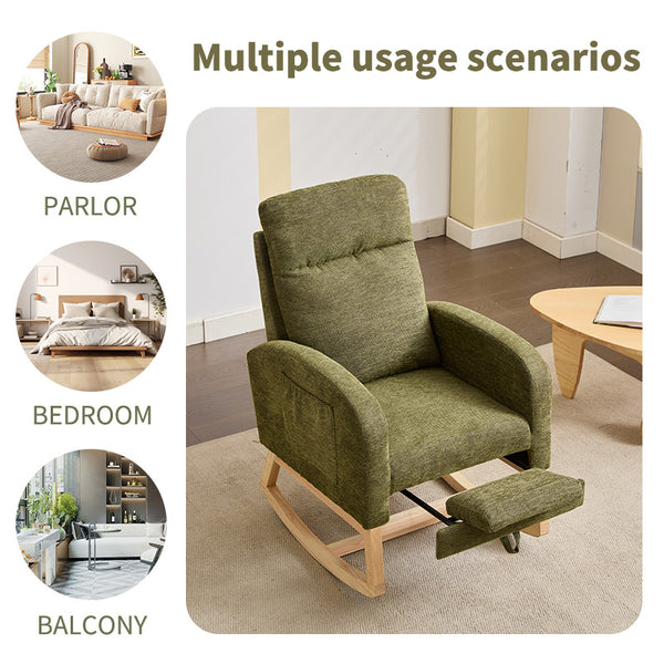 English Elm Modern Upholstered Rocking Chair With Solid Wood Legs - Cozy Nursery Glider & Living Room Lounge Armchair W2725P276949