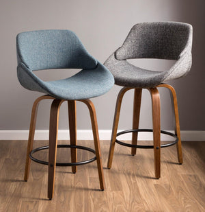 English Elm Fixed-height Swivel Counterstools with Bentwood Frame and Upholstered Seat Set of 3 B202S02015