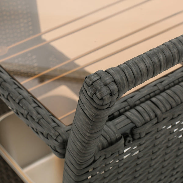 English Elm Christopher Knight Home® - PE Rattan KD Bar Cart Grey with Wheels, Tempered Glass Top, Removable Ice Bucket, Durable Aluminum Frame 56579.00GRY