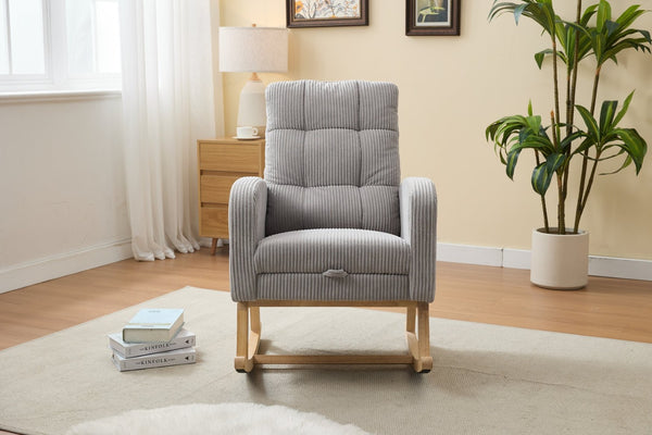 English Elm Modern Upholstered Rocking Chair With Solid Wood Legs, High Backrest, Side Pocket For Comfort & Style P2 W2725P276807-GIGA