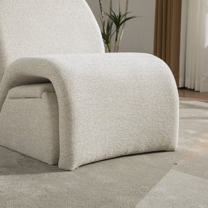 English Elm 24.8 Inch Chenille Armless Accent Chair with Matching Storage Ottoman for Any Room Beige W3098P451468
