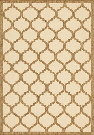 Unique Loom Outdoor Trellis Moroccan Machine Made Geometric Rug Beige and Brown, Beige/Brown 6' 1" x 9' 0"