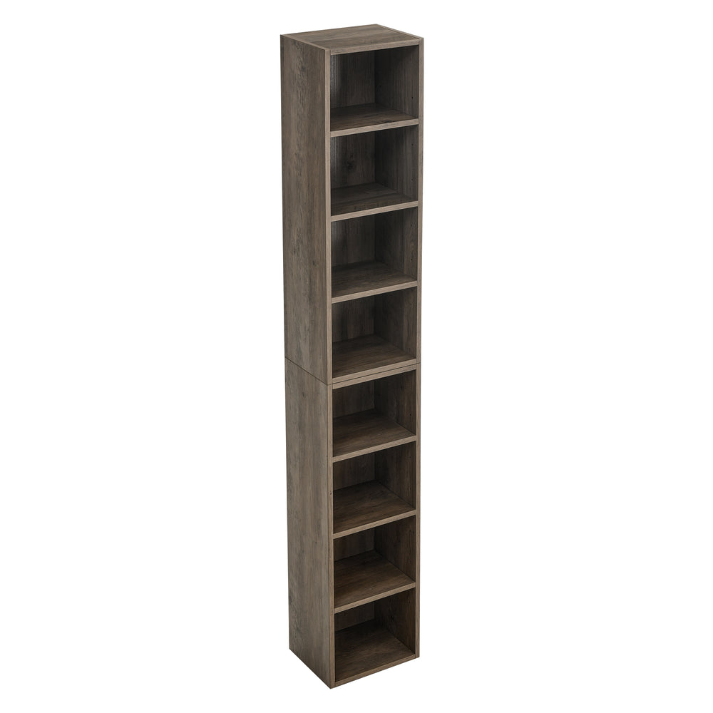 English Elm 8-Tier Media Tower Rack with Adjustable Shelves, Slim Tall 70.9" Bookcase for CDs DVDs & Decor W1781P182841