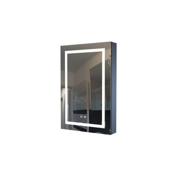 English Elm Bathroom Matte Black Aluminum Medicine Cabinet with Led Lighting and Defogging Mirror T3785P491989