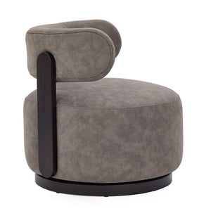 English Elm Wooden Base Barrel Swivel Club Chair Pu Leather Lounge Seat with 360 Degree Rotation N776P422651G