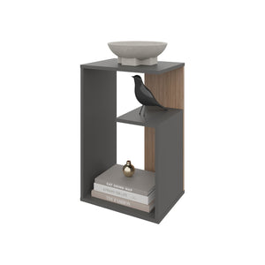 English Elm Fm Furniture Vega Melamine Side Table With Open Storage – Modern Matt Grey & Light Oak Design B128P293875