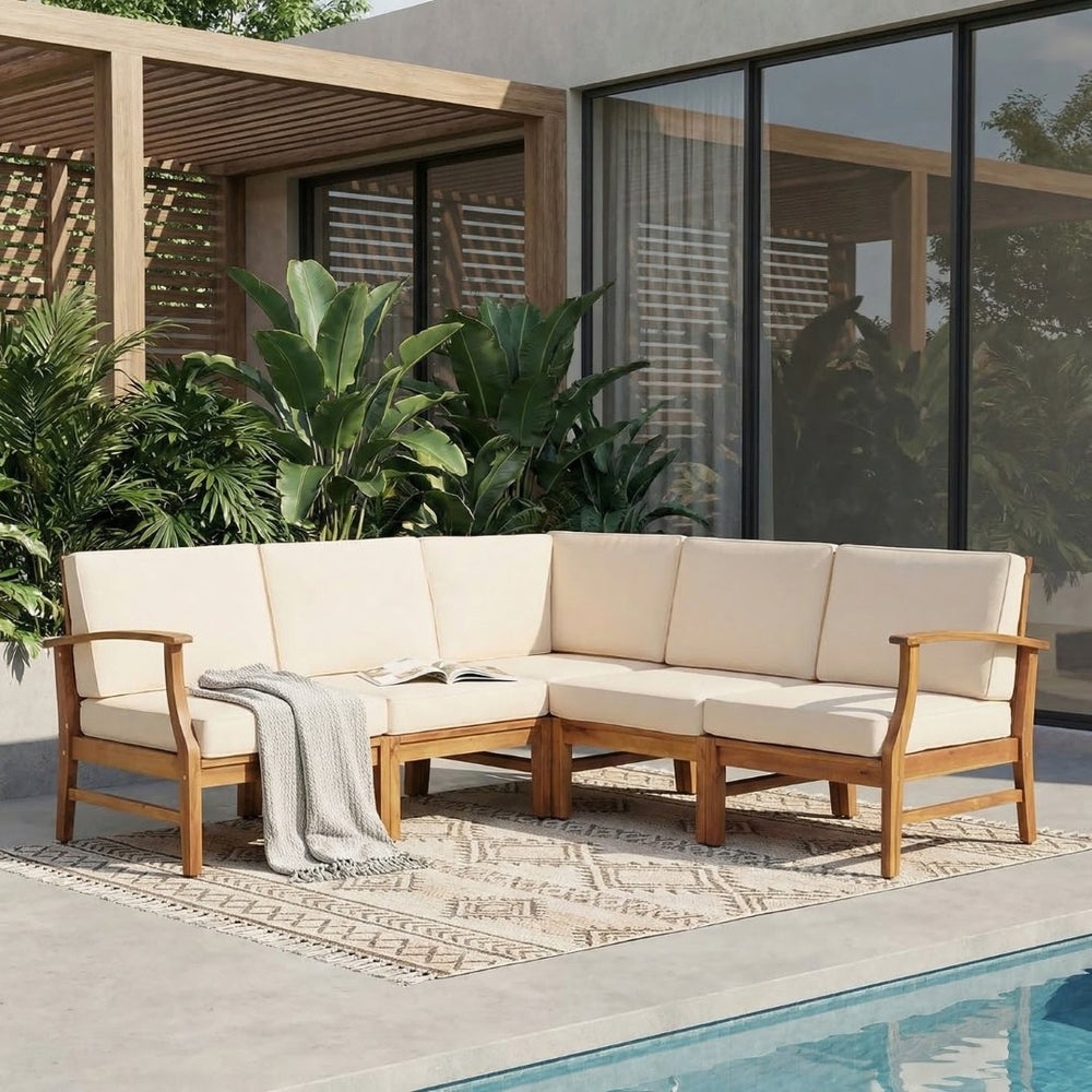 English Elm Perla Armless Accent Chair Tailored Low Profile Upholstered Seat for Living Room Cream 58941.00L-R-CON-M2CRM