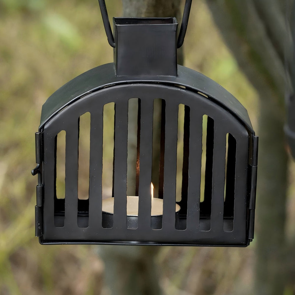 English Elm Black Kuma Metal Oval Lantern Set of 2 with T-Lights — Sleek Black Indoor/Outdoor Accent Lighting, 5.66x4.68x5.46 B346P369778