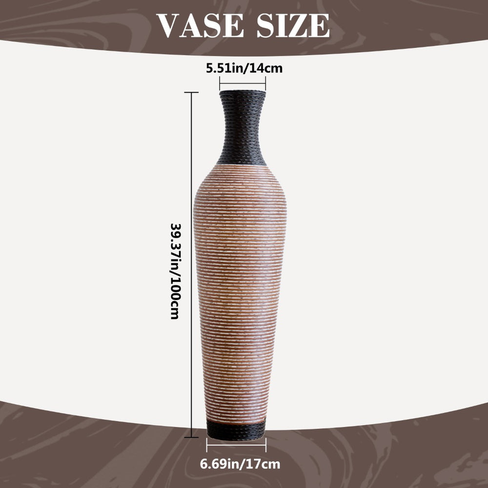 English Elm 39.4" Handcrafted Pvc Tall Floor Vase Textured Boho Accent for Entryway or Living Room W2796P446190