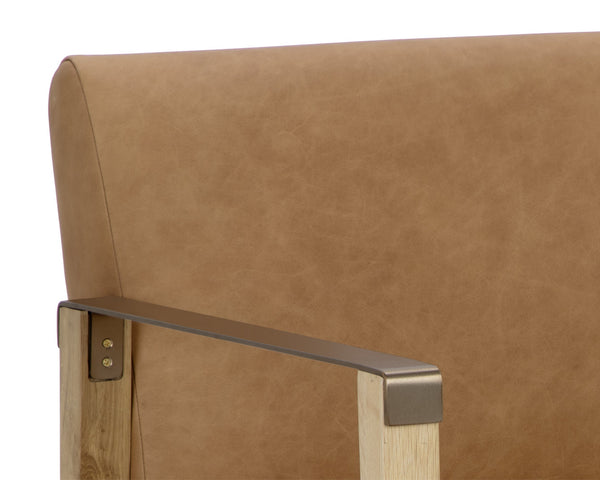 Sunpan Earl Lounge Chair - Modern Comfort with Top Grain Leather and Solid Wood Frame for Stylish Spaces Rustic Oak / Ludlow Sesame Leather