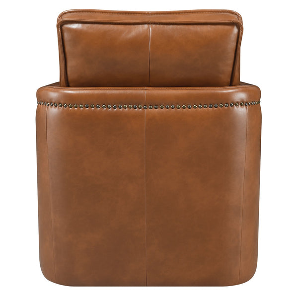 English Elm Brown Swivel Accent Chair with 180° Rotation, Leather-Aire, Down-Filled Cushions, Sturdy Base Comfort B062P209162
