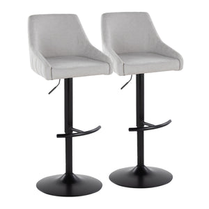 English Elm Hannah Adjustable Swivel Barstool Set of 2 — Transitional Padded Upholstered Seat with T‑Footrest and Black Metal Base, 360° Height Adjustable, Durable Indoor Seating (Each 250 lb) Grey B202S00931
