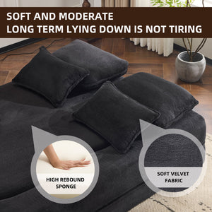 English Elm Queen Foldable Sofa Bed Plush Chenille Futon with High-Density Foam Convertible Sleeper Mattress Comfort Black W1829P280218